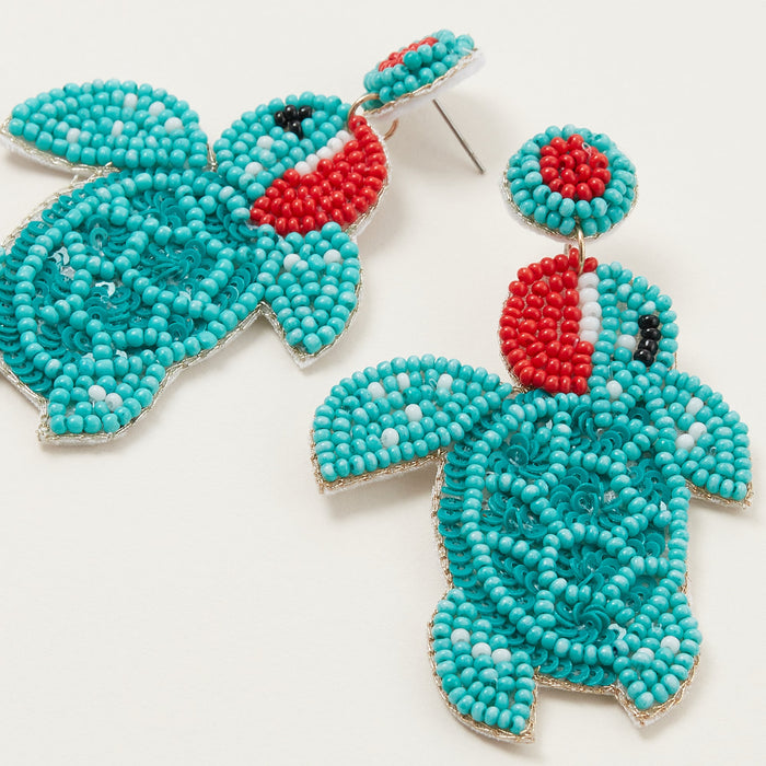 Christmas Turtle Seed Bead Earrings