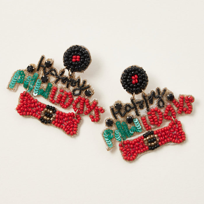 Paw lidays Christmas Seed Bead Earrings