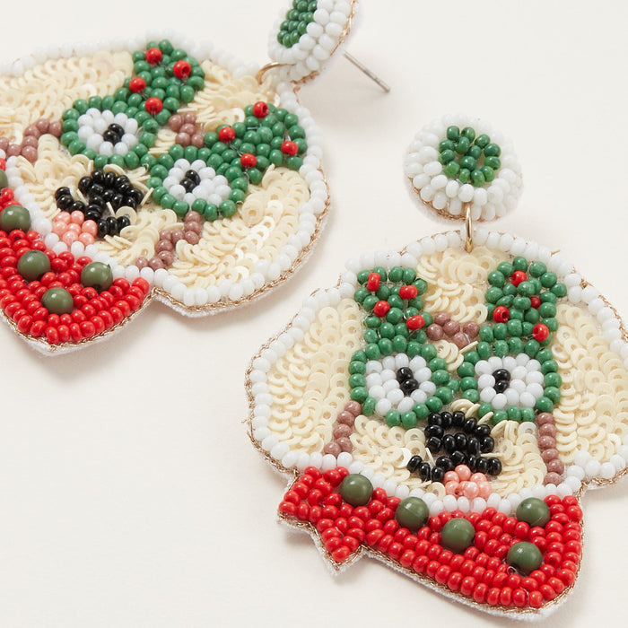 Celebrating Christmas Dog Seed Bead Earrings