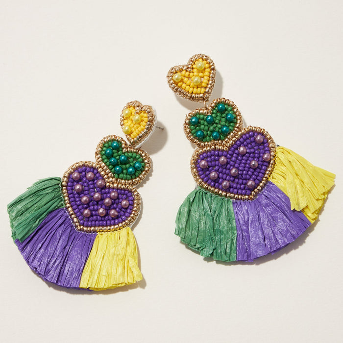 Mardi Gras Carnival Queen Seed Beads Earring