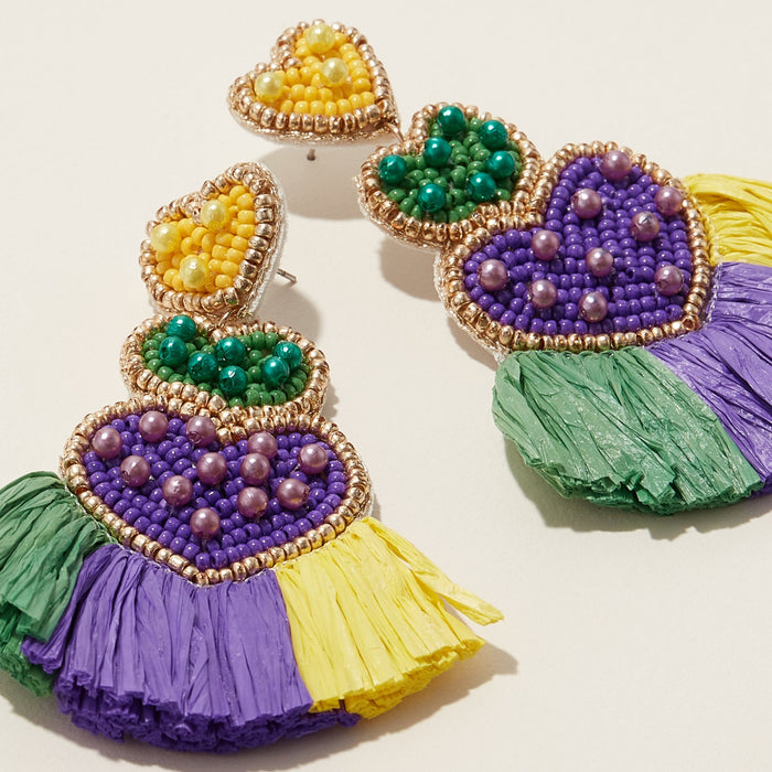 Mardi Gras Carnival Queen Seed Beads Earring