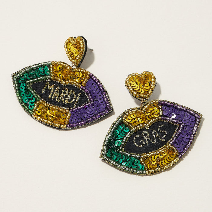 Mardi Gras Lips Sequins Earring