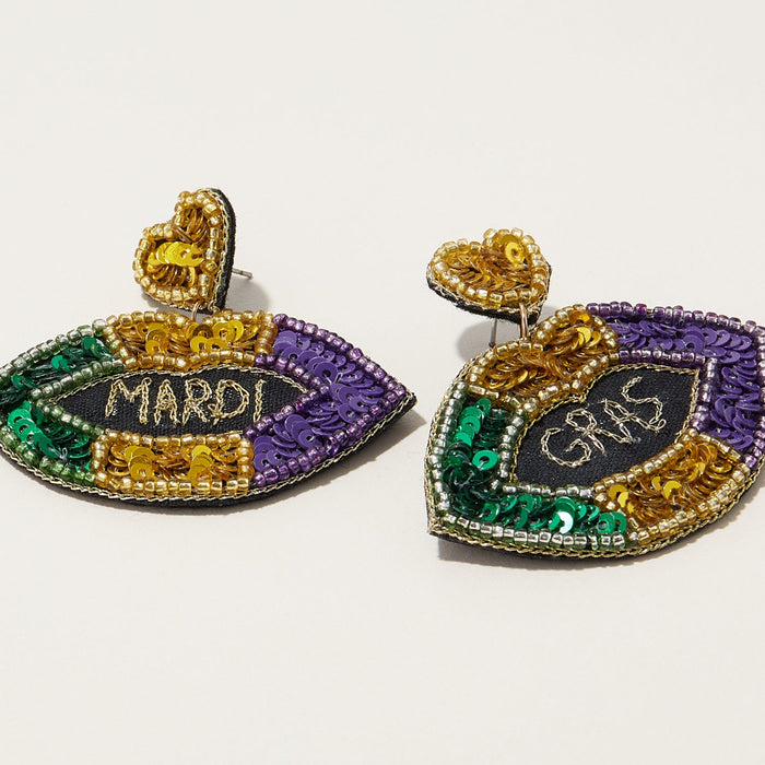 Mardi Gras Lips Sequins Earring