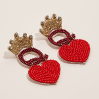 Queen of Hearts Red Beaded Earrings