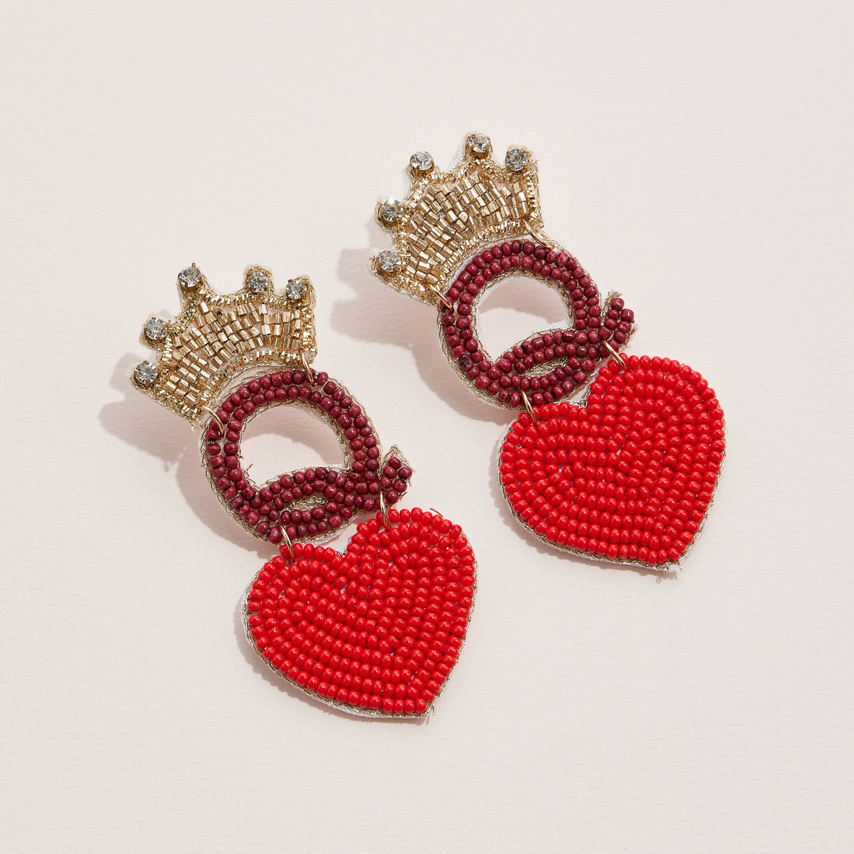 Queen of Hearts Red Beaded Earrings