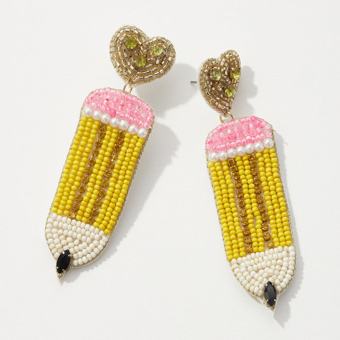 Beaded Pencil Earrings for Teacher's Day