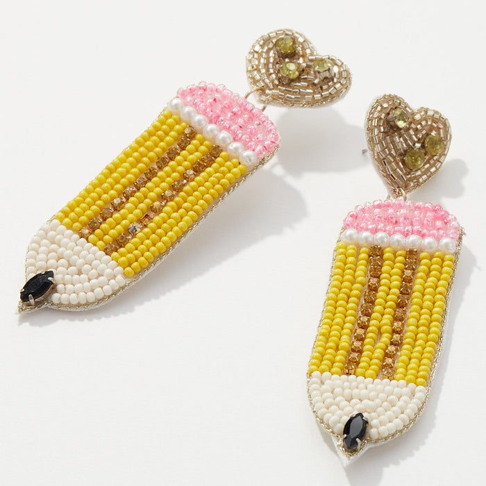 Beaded Pencil Earrings for Teacher's Day