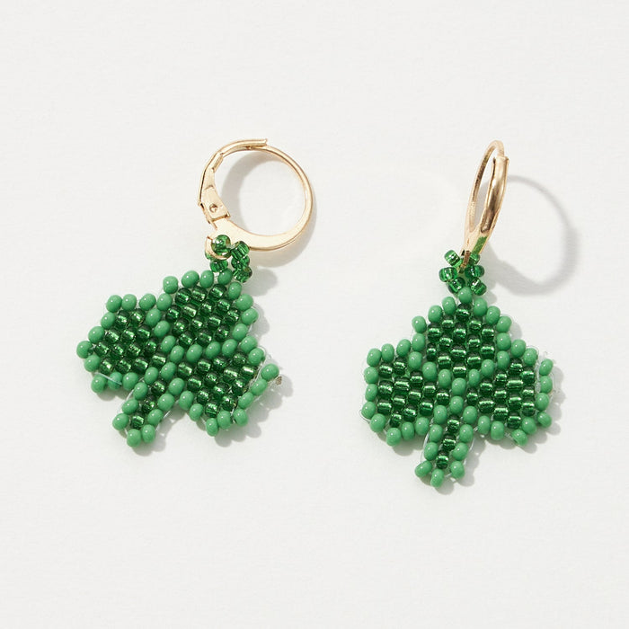 Beaded Clover Earrings for Saint Patrick's Day