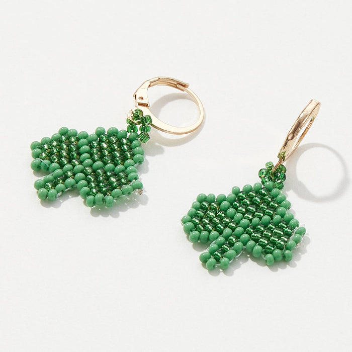 Beaded Clover Earrings for Saint Patrick's Day