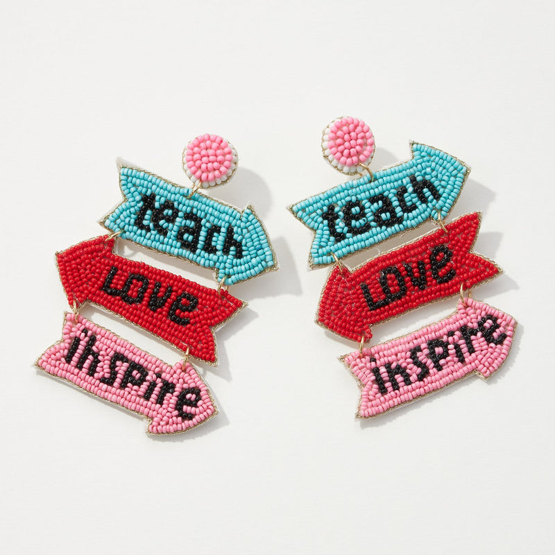 Teach & Love & Inspire Beaded Post Earrings