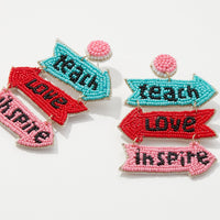 Teach & Love & Inspire Beaded Post Earrings