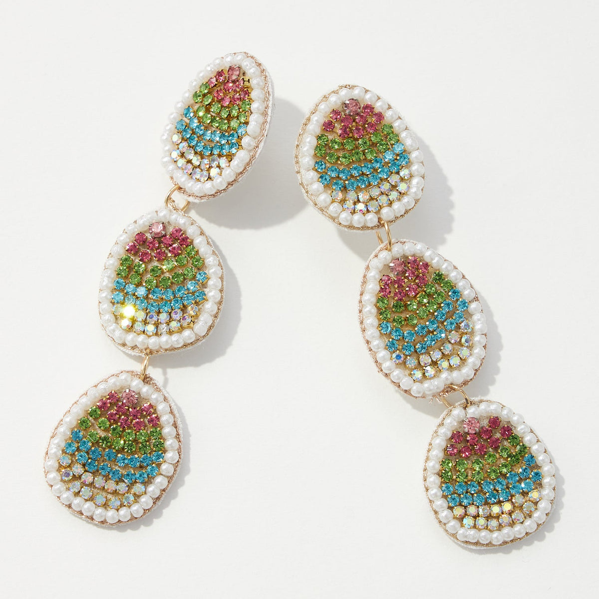 Multi Colored Glass Beaded Dangling Earring For Easter Day