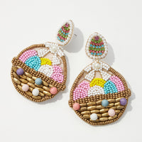 Beaded Easter Egg Basket Post Earring