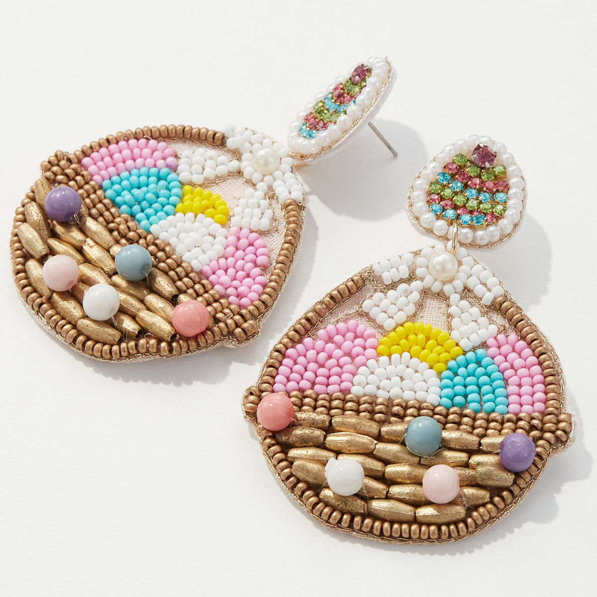 Beaded Easter Egg Basket Post Earring