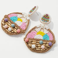 Beaded Easter Egg Basket Post Earring