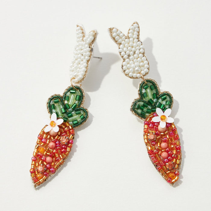 Easter Bunny and Carrot Beaded Post Earring