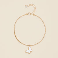 MOP Butterfly Charm Basic Chain Anklet