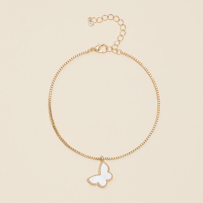 MOP Butterfly Charm Basic Chain Anklet