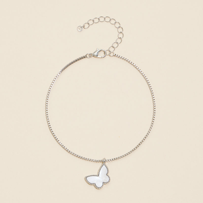 MOP Butterfly Charm Basic Chain Anklet