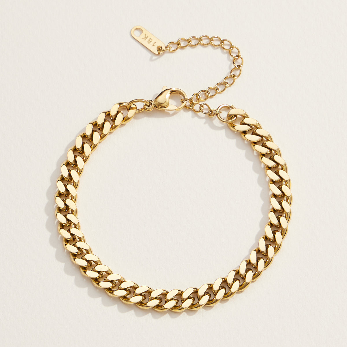 Elegant Gold Cuban Link Bracelet with Adjustable Stainless Steel Chain