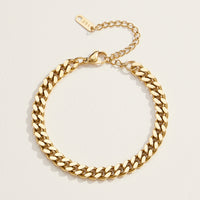 Elegant Gold Cuban Link Bracelet with Adjustable Stainless Steel Chain