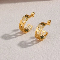 18K Gold Plated Stainless Steel Classic Link Hoop Earrings