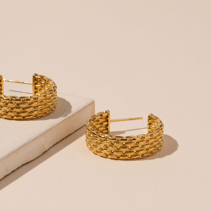 Stainless Steel 18K Gold Plated Hoop Earrings