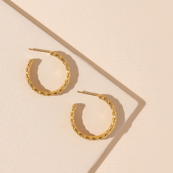 Stainless Steel 18K Gold Plated Hoop Earrings