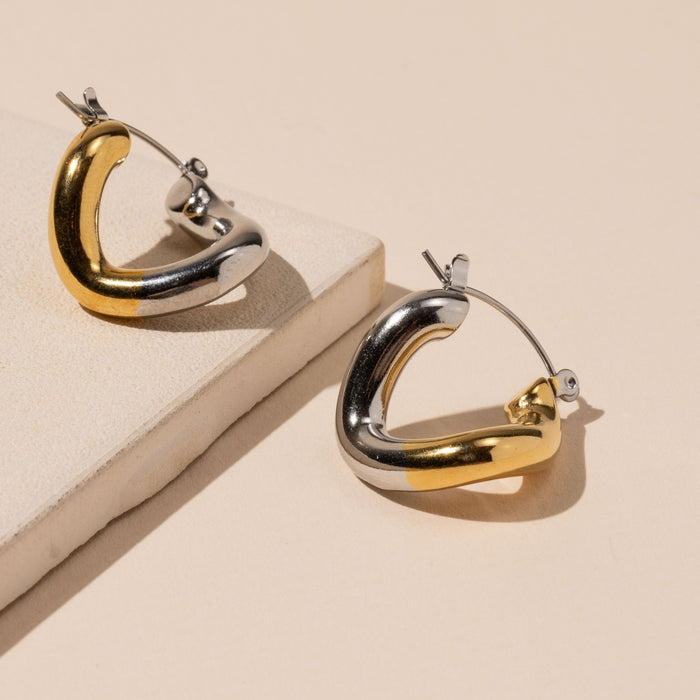 Double Color Stainless Steel 18K Plated Hoop Earrings