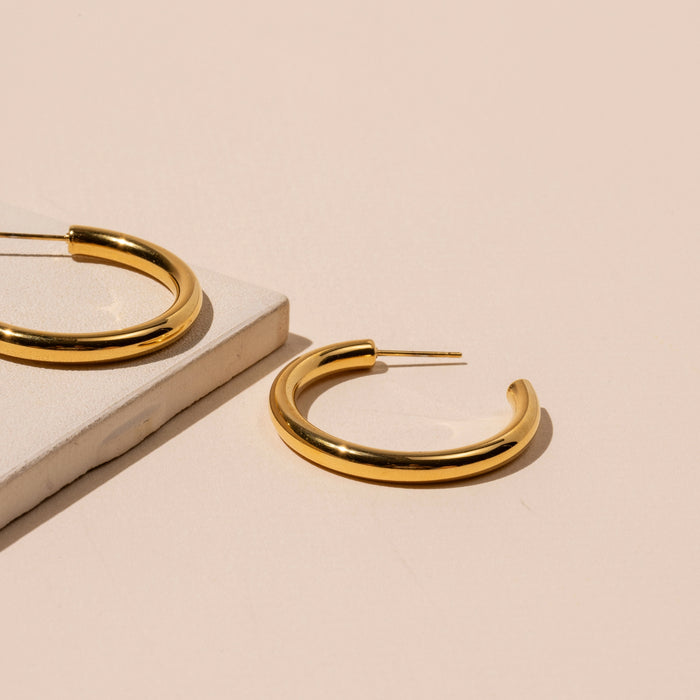 18k Gold Plated Stainless Steel Hoop Earrings