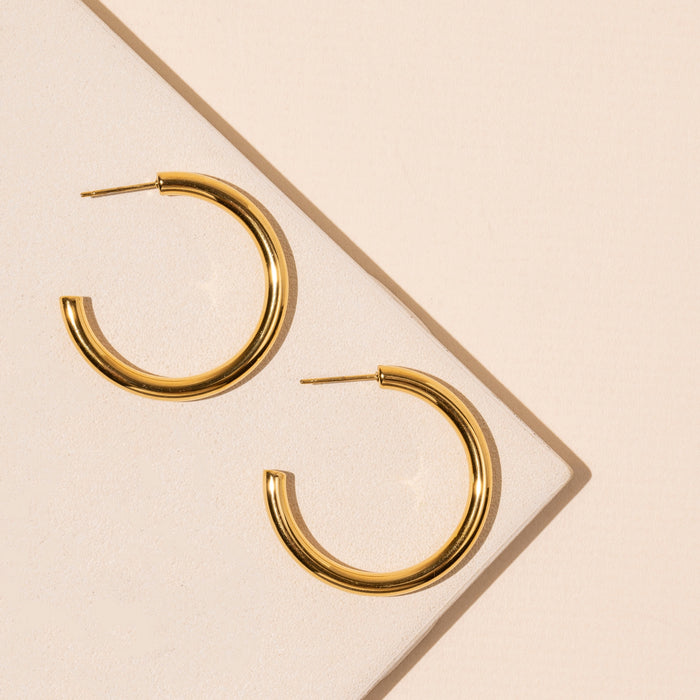 18k Gold Plated Stainless Steel Hoop Earrings