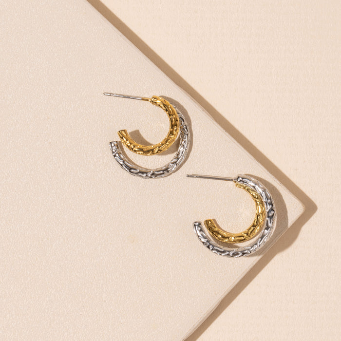 18K Gold Plated Stainless Steel Double Hoop Earrings