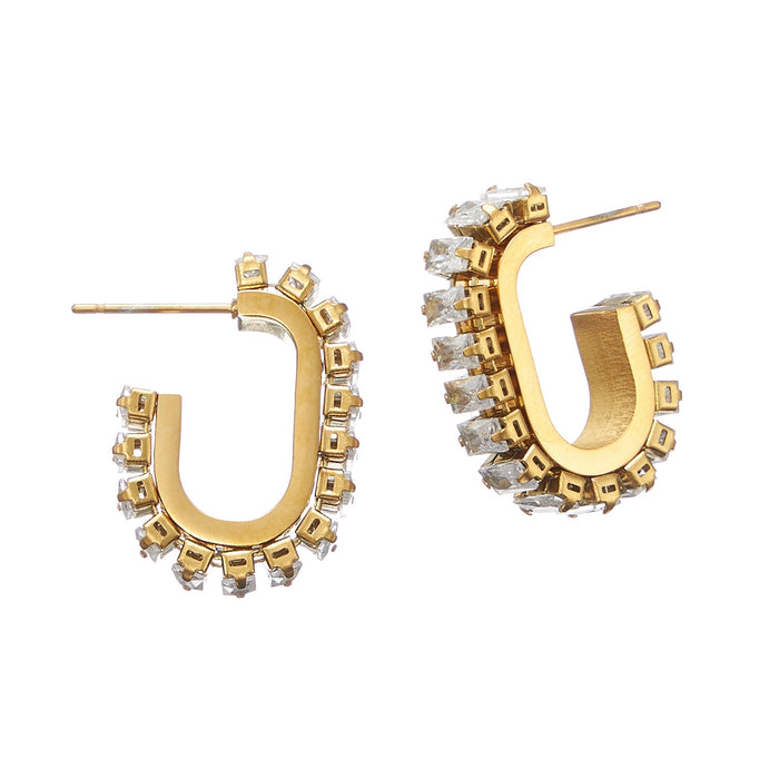 18K Gold Plated Stainless U Shape Hoop Earrings