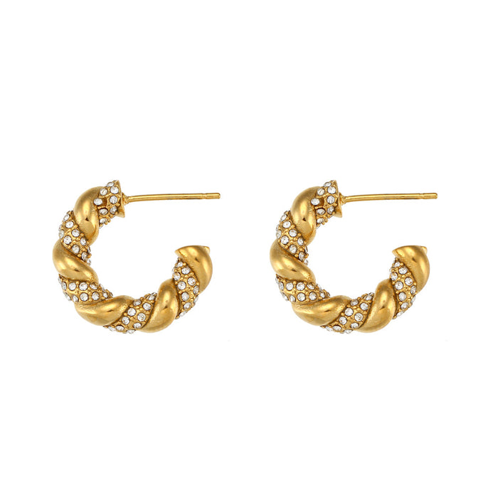 Twisted Crystal 18K Gold Plated Stainless Earrings