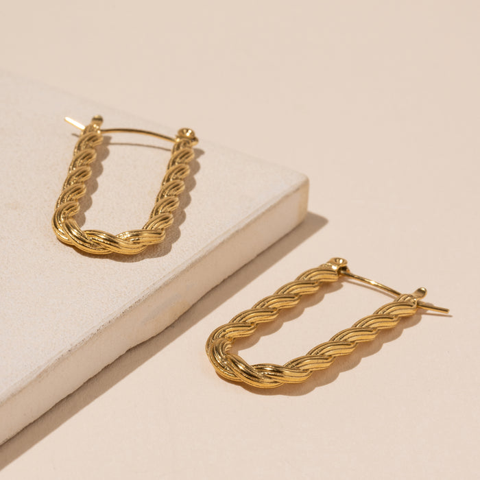 Twisted Metal 18K Gold Plated Stainless Earrings