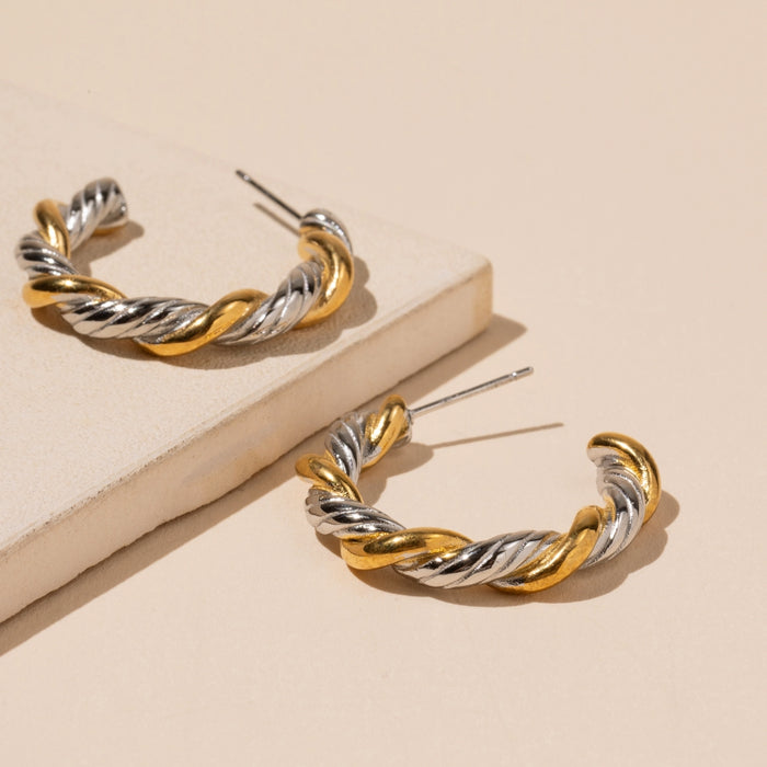 Twisted 18K Gold Plated Stainless Steel Earrings