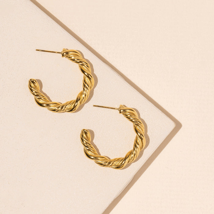 Twisted 18K Gold Plated Stainless Steel Earrings