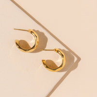 Hammered Texture Thick 18K Gold Plated Stainless Steel Earrings