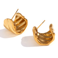 Hammered Texture Thick 18K Gold Plated Stainless Steel Earrings