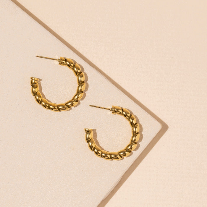 Stylish Twisted 18K Gold Plated Stainless Steel Earrings