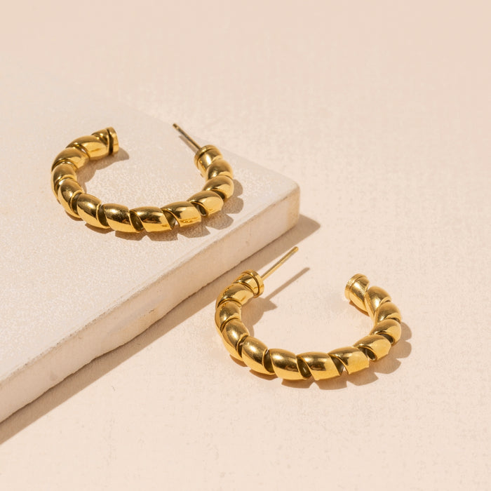 Stylish Twisted 18K Gold Plated Stainless Steel Earrings