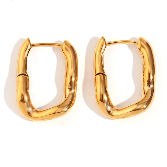 U Shape 18K Gold Plated Stainless Steel Earrings