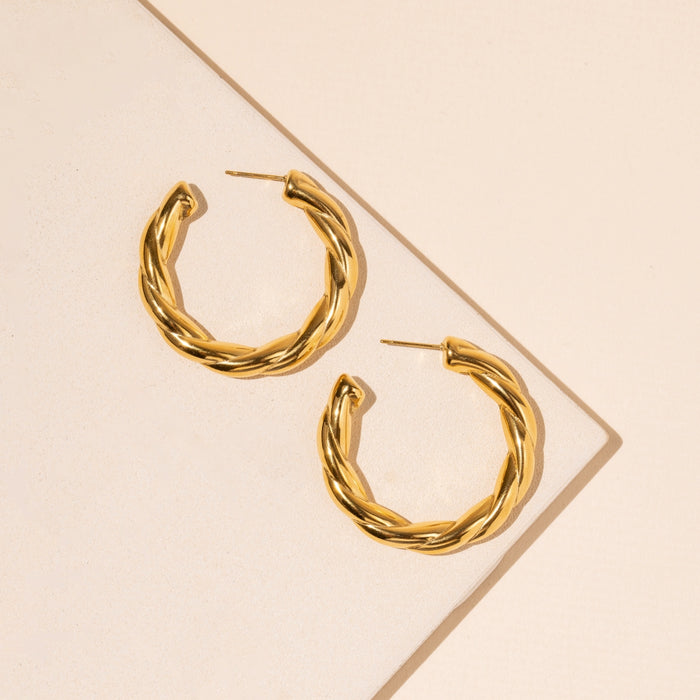 Stylish 18K Gold Plated Stainless Steel Earrings