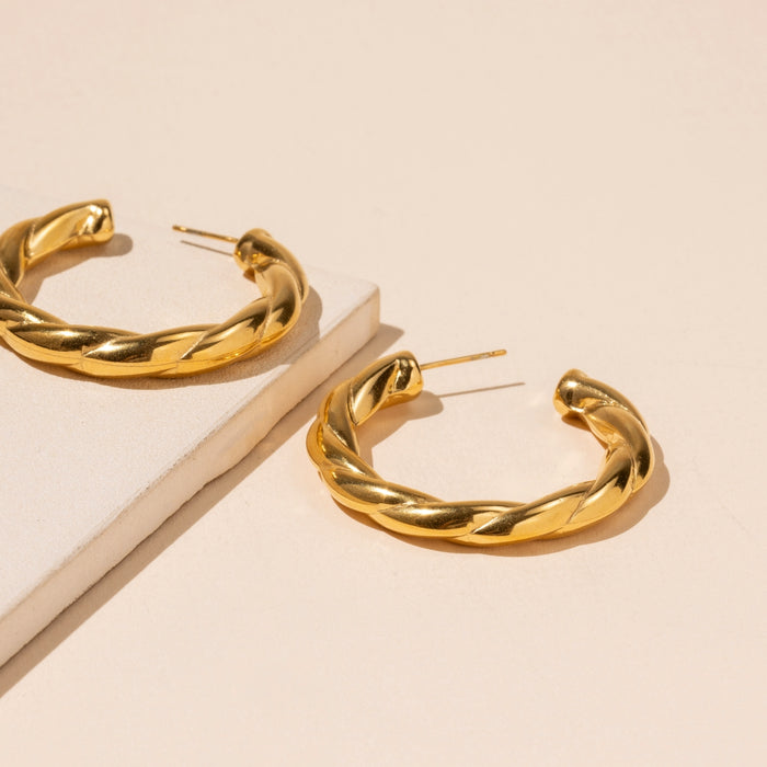 Stylish 18K Gold Plated Stainless Steel Earrings