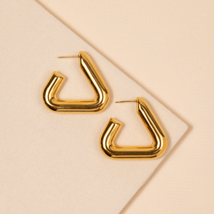 Triangle Shape 18K Gold Plated Stainless Steel Earrings