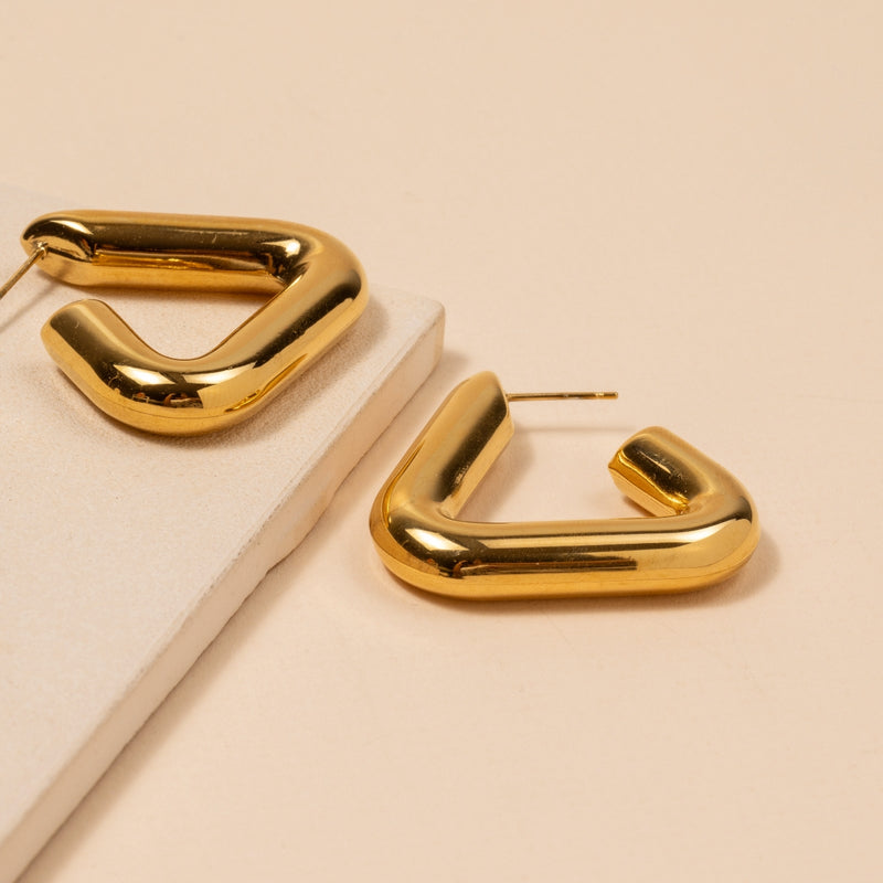 Triangle Shape 18K Gold Plated Stainless Steel Earrings