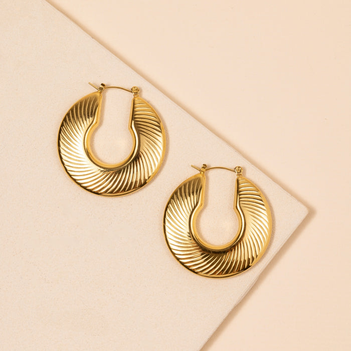 Wave Pattern 18K Gold Plated Stainless Steel Earrings