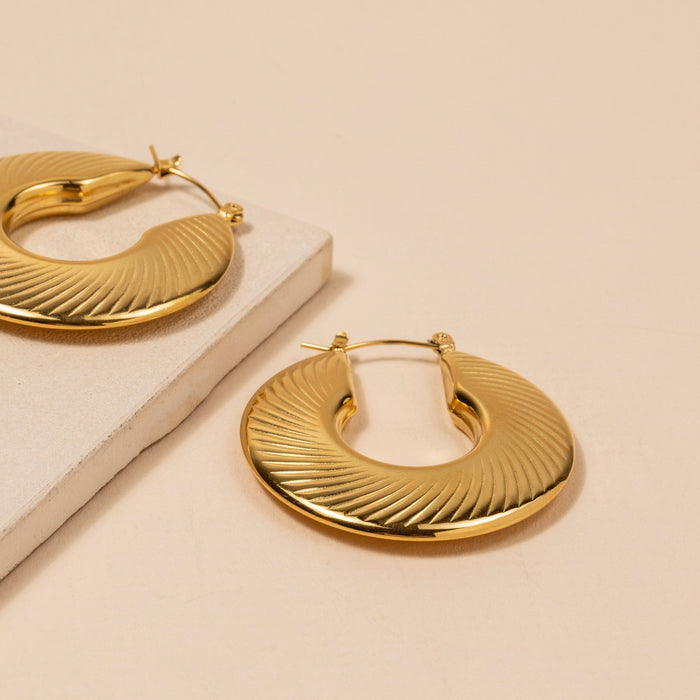 Wave Pattern 18K Gold Plated Stainless Steel Earrings