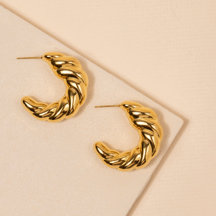 Bold Twisted 18K Gold Plated Stainless Steel Earrings