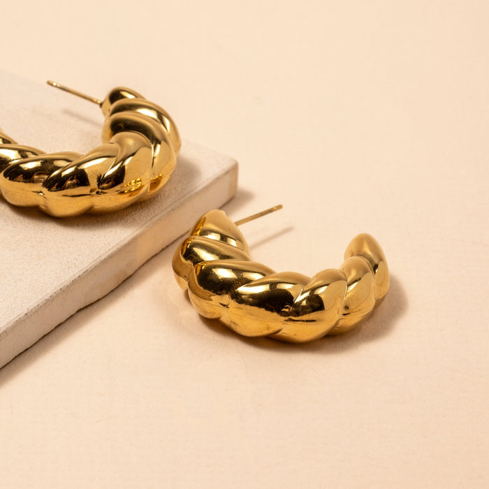 Bold Twisted 18K Gold Plated Stainless Steel Earrings